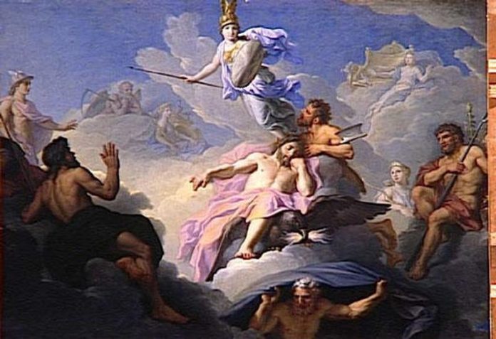 René-Antoine Houasse (1645-1710), Minerve naissant toute armée du cerveau de Jupiter, c.1687